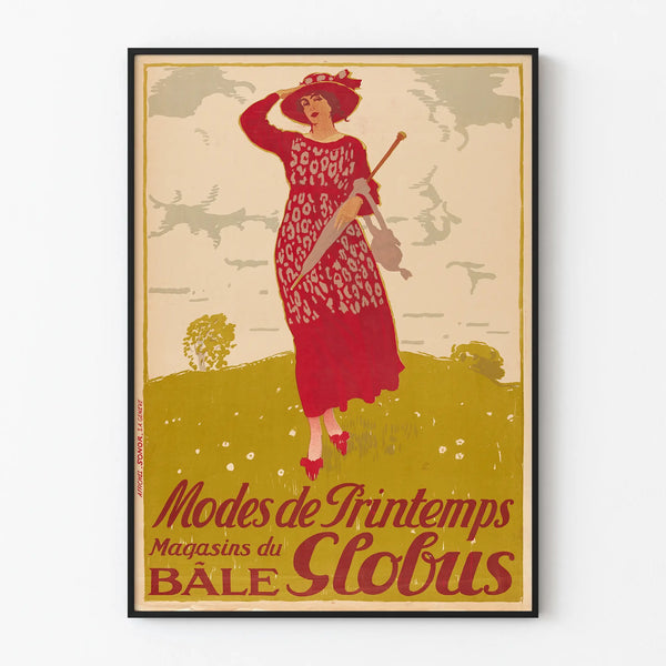 Vintage Spring Fashion Poster Globus Stores Basel