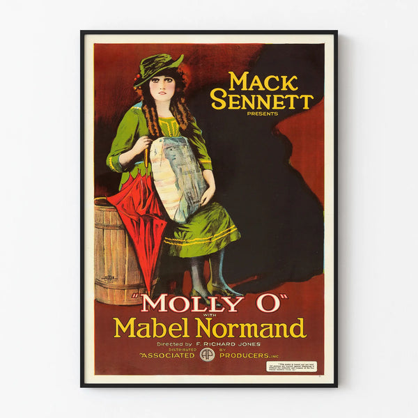 Vintage Molly O poster with Mabel Normand - Antique cinema wall decoration
