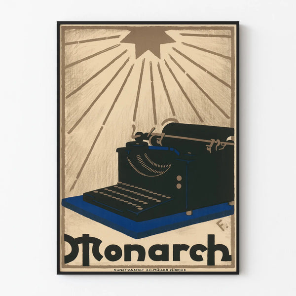 Vintage Monarch typewriter poster for wall decoration