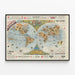 Wall Poster World Map Distribution of Fur Animals — framed artwork on a wall