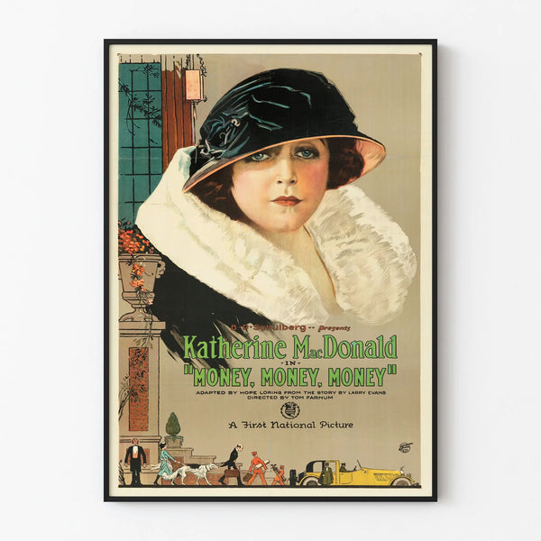 Vintage Poster Money Money Money with Female Portrait