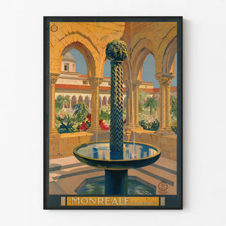 Vintage Poster of the Fountain of Monreale in Palermo