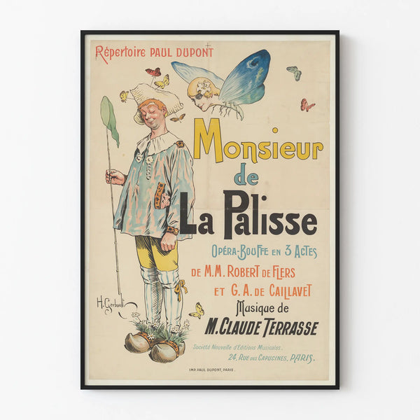 Vintage poster of Monsieur de La Palisse operetta