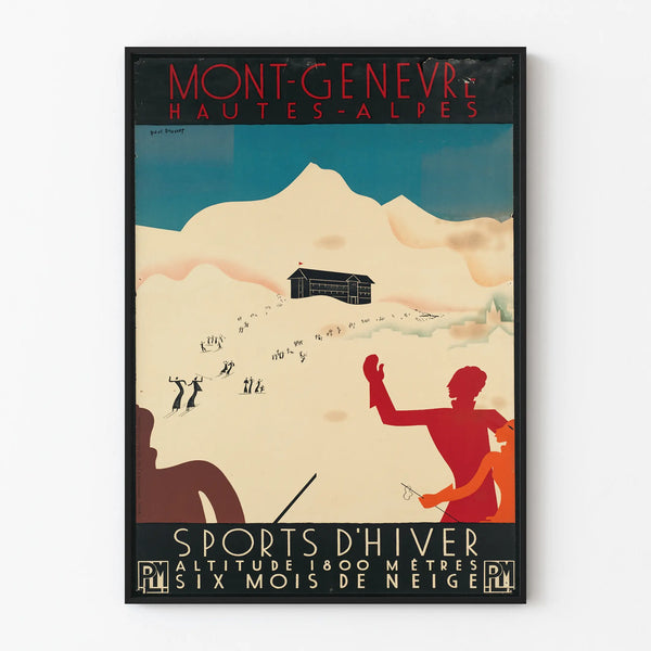 Vintage Poster of Mont Genèvre Winter Sports Hautes-Alpes