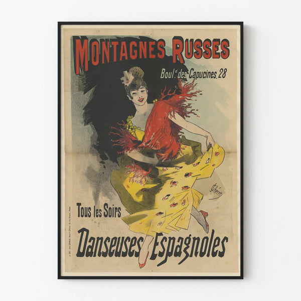 Vintage Poster of Roller Coasters with Spanish Dancers