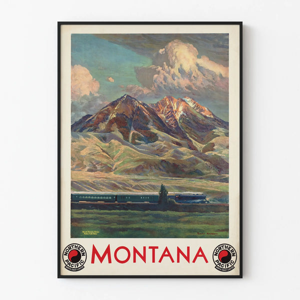 Vintage Mountain Poster Montana Northern Pacific