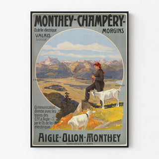 Vintage poster Monthey Champery Aigle Ollon Valais Switzerland