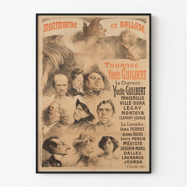 Decorative poster Montmartre en Ballade - Tournée Yvette Guilbert