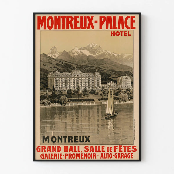 Vintage poster of Montreux Palace Hotel wall decoration