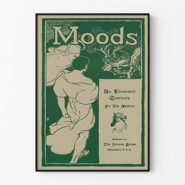Vintage wall decoration poster Moods - Printed artwork in green and beige
