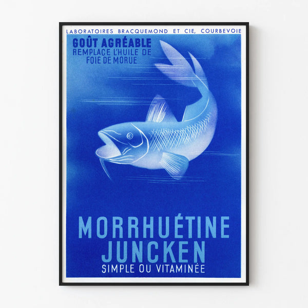 Vintage Poster Morruhéine Juncken - Blue Fish Wall Decoration