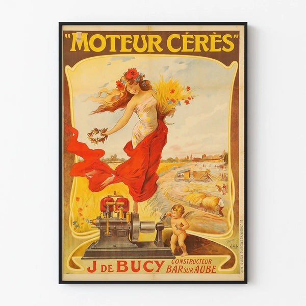 Vintage poster Cérès engine by J de Bucy - Retro agricultural wall decoration