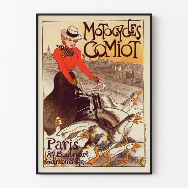 Vintage poster of Motocycles Comiot for wall decoration