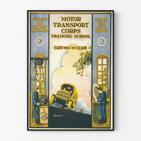 Vintage Poster of the Mechanical School of the Motor Transport Corps