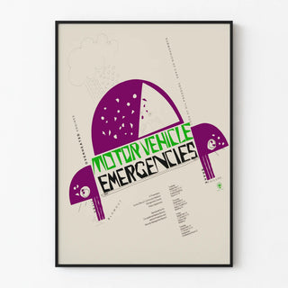Preventive poster on emergencies related to motorized vehicles