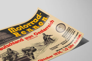 Vintage Poster Motorcycle Race Germany vs Austria 1936 — artwork view