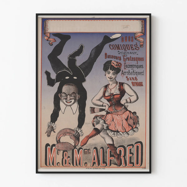 Vintage poster of Mr. and Mrs. Alfred, comedy duo and acrobatic dancers