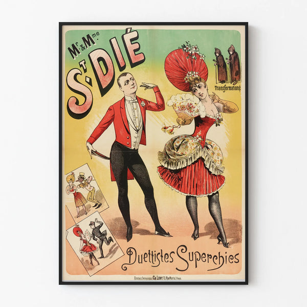Vintage wall decoration poster Mr & Mrs St-Dié Duettists Superchic