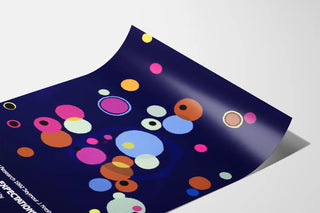 Abstract Circular Wall Poster on Night Blue Background