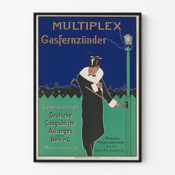 Vintage poster Multiplex Gasfernzünder industrial wall decoration