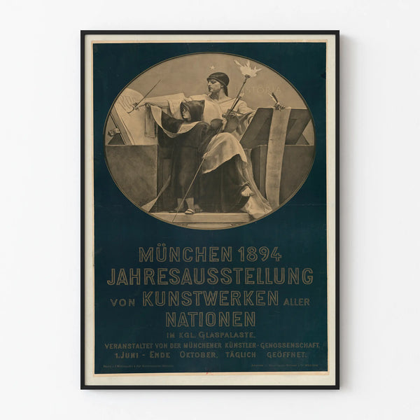 Vintage exhibition poster 1894 Munich wall decoration