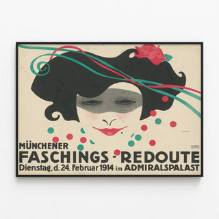 Vintage poster Munchener Faschings Redoute 1914 — framed artwork on a wall
