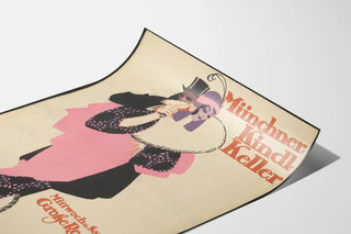 Vintage Münchner Kindl Poster in Pink and Black