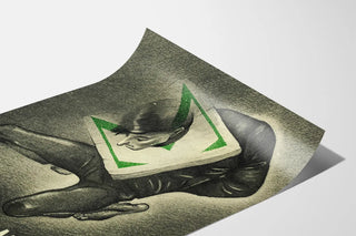 Vintage surrealist illustration poster in black and green