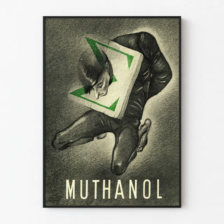 Vintage surrealist illustration poster in black and green