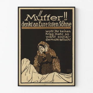 German anti-militarist vintage poster - Mother's declaration to the fallen sons