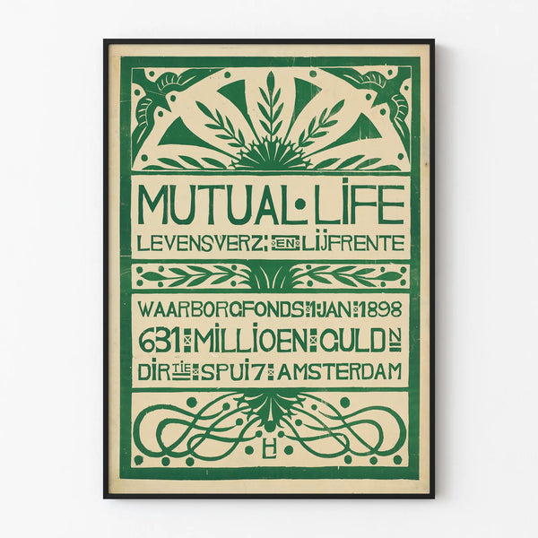 Vintage Poster Mutual Life Annuity Amsterdam 1898