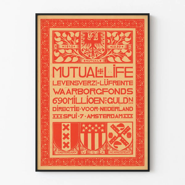 Vintage Mutual Life Assurance Poster Amsterdam