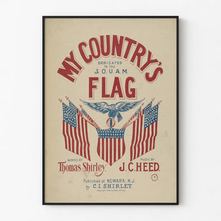 Vintage poster My Country's Flag with American flags and eagle