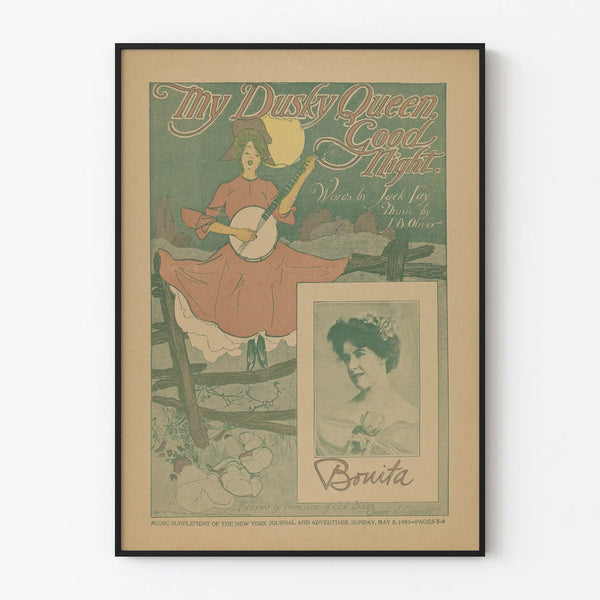 Vintage Poster My Dusky Queen, Good Night - Retro Wall Decoration
