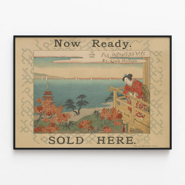 Vintage Japanese Poster - My Japanese Wife by Clive Holland — framed artwork on a wall