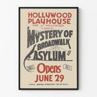 Vintage Hollywood Poster: Mystery of Broadwalk Asylum