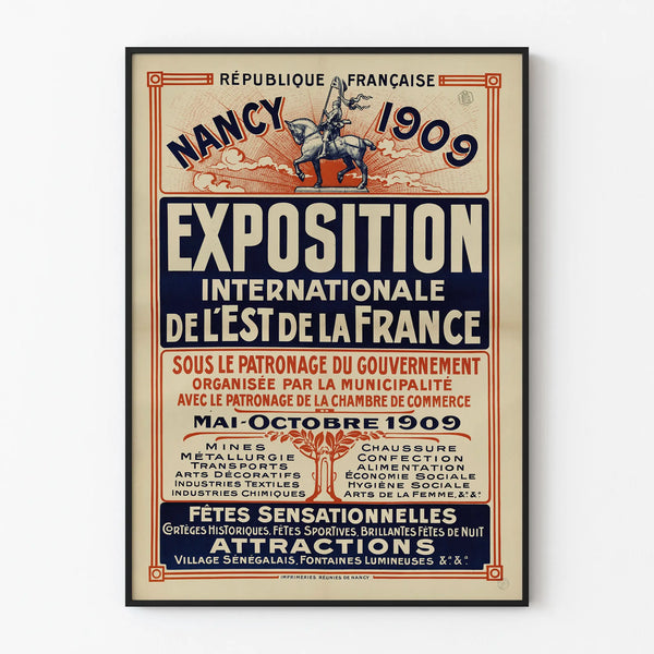 Vintage Poster for the International Exhibition Nancy 1909 Wall Decoration