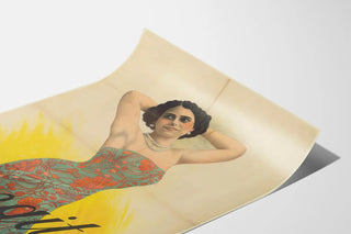 Vintage poster Nangita woman in floral dress Art Deco