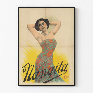 Vintage poster Nangita woman in floral dress Art Deco