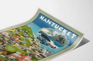 Vintage Nantucket Village and Sea Poster