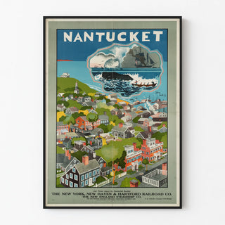 Vintage Nantucket Village and Sea Poster