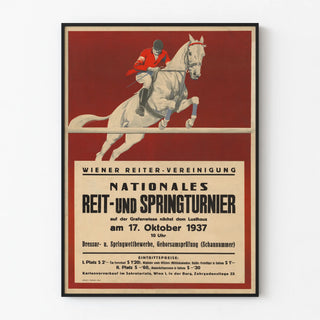 Vintage poster of a show jumping equestrian competition 1937