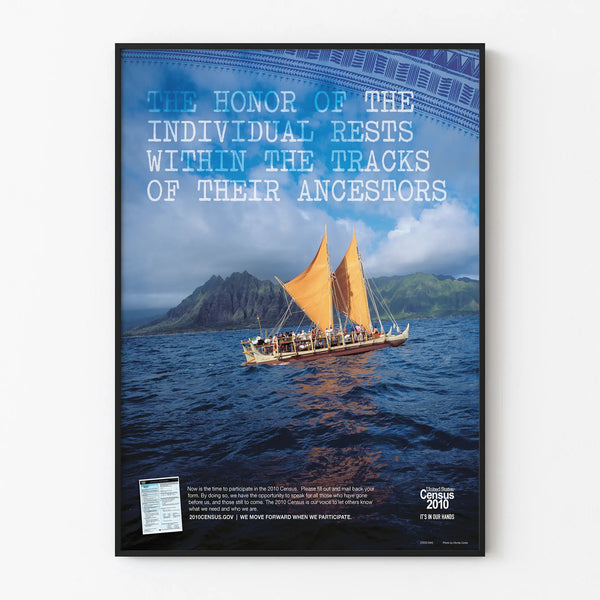 Traditional Polynesian Boat Poster on the Ocean