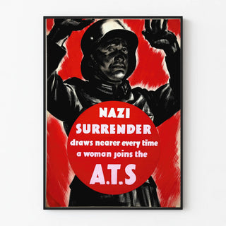 Vintage war propaganda poster - Surrender Nazi ATS