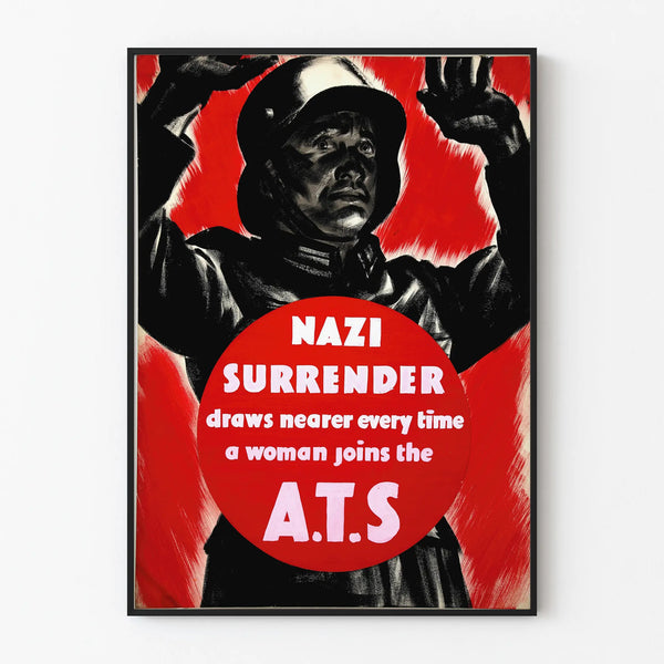 Vintage war propaganda poster - Surrender Nazi ATS
