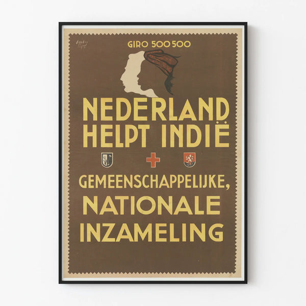 Dutch National Collection Vintage Poster - Nederland Helpt Indië
