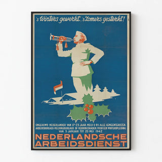 Vintage Dutch Poster - Nederlandsche Arbeidsdienst 1942