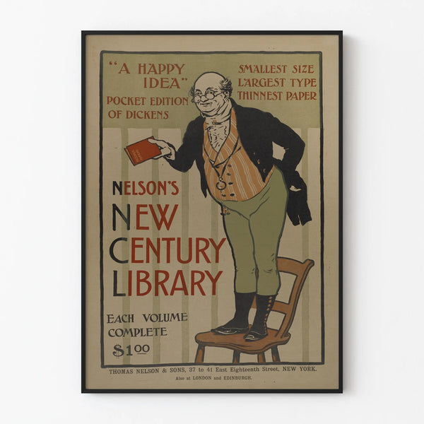 Vintage Nelson's New Century Library Poster - Literary Wall Decoration