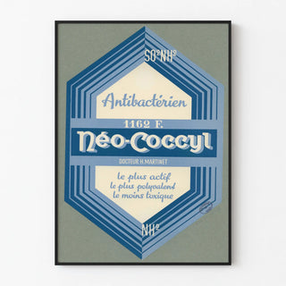 Vintage Neo-Coccyl Antibacterial Poster Blue