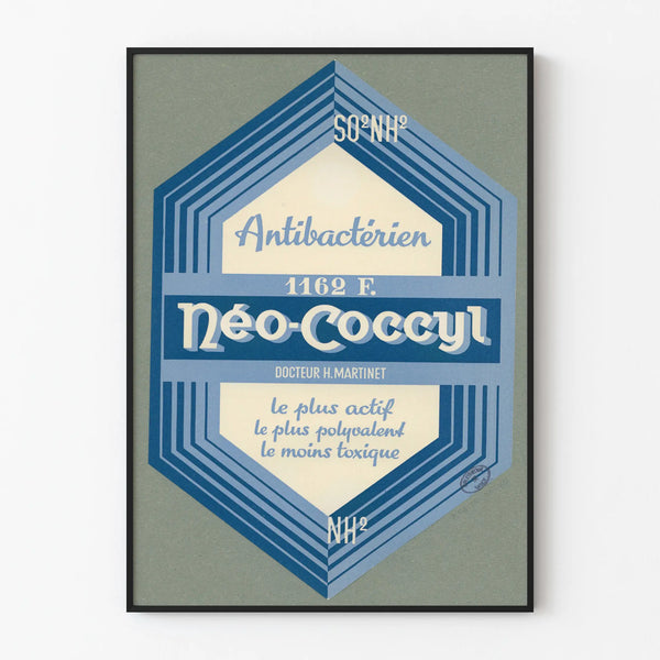 Vintage Neo-Coccyl Antibacterial Poster Blue